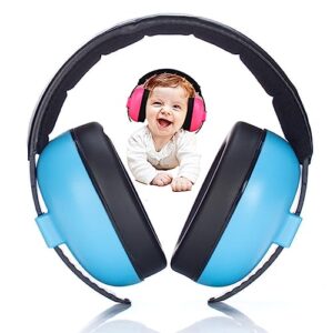 rxsdeni baby noise cancelling headphones, baby ear protection, travel baby essentials, kids noise reduction hearing protection earmuffs for 0-3 years babies(blue)