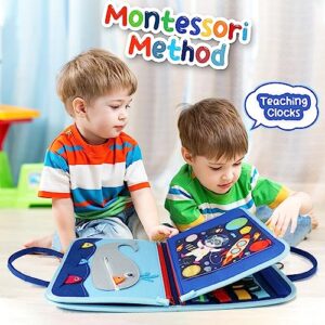 Busy Board Toddlers Sensory Activity - Montessori Toys 1 Year Old Boy Airplane Travel Essentials Kids Ages 1-3 Road Trip Games Quiet Book 2-4 Yr Birthday Gifts Learning Toy 18 Months Baby Educational