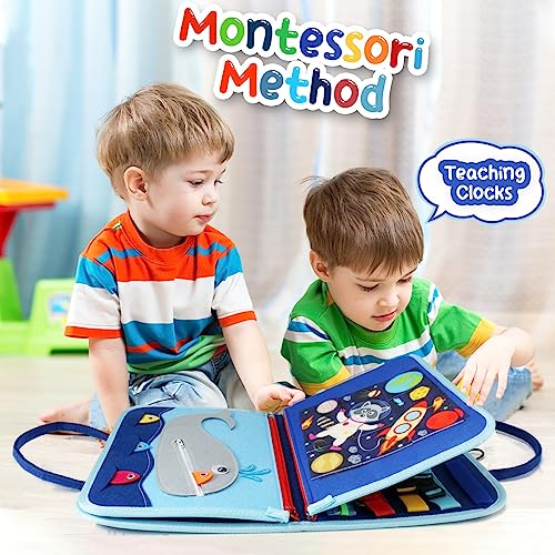 Busy Board Toddlers Sensory Activity - Montessori Toys 1 Year Old Boy Airplane Travel Essentials Kids Ages 1-3 Road Trip Games Quiet Book 2-4 Yr Birthday Gifts Learning Toy 18 Months Baby Educational