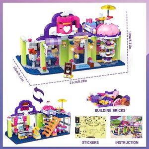 HOGOKIDS Friends Building Blocks Toys for Girls - Cake Café Shop Building Set with Cash Register, Coffee Machine, Party Bedroom Playset | Construction Bricks Kit for Girls Boys Kids Ages 6+ Years Old