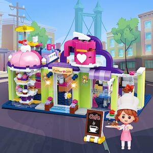 HOGOKIDS Friends Building Blocks Toys for Girls - Cake Café Shop Building Set with Cash Register, Coffee Machine, Party Bedroom Playset | Construction Bricks Kit for Girls Boys Kids Ages 6+ Years Old