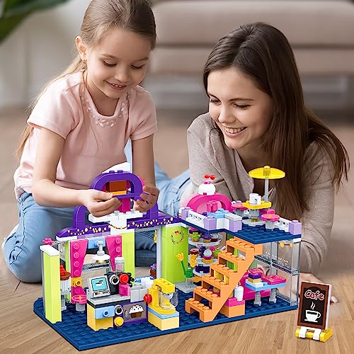 HOGOKIDS Friends Building Blocks Toys for Girls - Cake Café Shop Building Set with Cash Register, Coffee Machine, Party Bedroom Playset | Construction Bricks Kit for Girls Boys Kids Ages 6+ Years Old