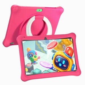 sgin kids tablet, 10 inch tablet for kids, 2gb+32gb android 12 kids tablets with case, wifi, parental control app, dual camera, educational games，iwawa pre installed (pink)