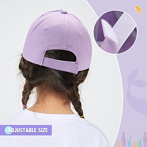 Baby Girls Baseball Cap Toddlers Baseball Hat Baby Girls Snapback Cap Adjustable Trucker Cap for Kids Ages 4-8 Years Girls Cute Visor Hat with Mermaid