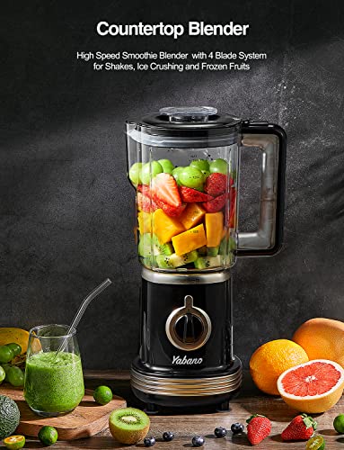 Yabano Countertop Blenders for Kitchen, Professional Electric Blender for Shakes and Smoothies, 2 Adjustable Speeds & Pulse Function, 6 Stainless Steel Blades & 50oz Jar, BPA Free, Easy to Clean