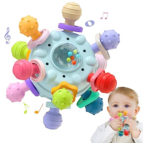 Baby Sensory Montessori Toy - Infant Teething Relief - Teethers for Newborn - Developmental Rattles Chew Toys Gifts for 0 3 6 9 12 18 Months Girl Boy -Toddler Travel Toy for 1 2 One Year Old