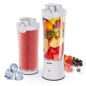 portable blender personal blender for shakes and smoothies with 20 oz travel cup and lid for traveling, outdoor, gym, office. (white)
