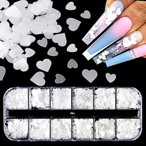 12 grids white nail art glitter sequins 3d holographic heart,star, letter,butterfly,glitter sequins confetti nail decals decorations for women girls eye face diy sequins for crafts supplies set