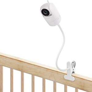 flexible clip mount for vtech vm901 and vm919hd, gooseneck baby monitor holder for crib without tools or wall damage - white