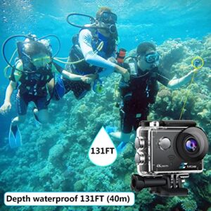 Action Camera 4K/20M /WiFi/ 4*Zoom/2.4 G Remote Control 2 * 1350mAh Battery Waterproof Camera Underwater 131FT/170 Degree Wide Angle Sports Camera and Multifunctional Accessories Package Action Camera