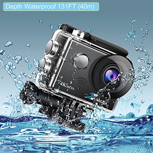 Action Camera 4K/20M /WiFi/ 4*Zoom/2.4 G Remote Control 2 * 1350mAh Battery Waterproof Camera Underwater 131FT/170 Degree Wide Angle Sports Camera and Multifunctional Accessories Package Action Camera