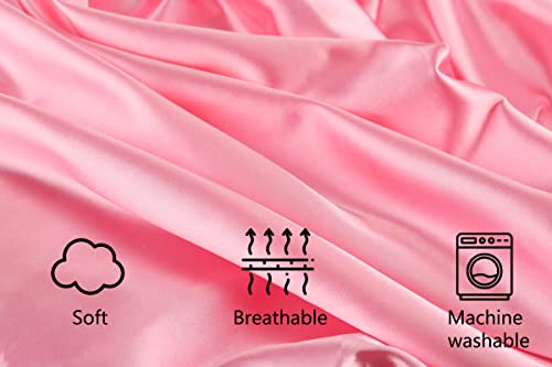 Satin Pack n Play Sheet Set 2 Pack Ultra Soft Silk Fitted Mini Crib Sheets Playard Sheet Protect for Baby Hair and Skin, Pink & White