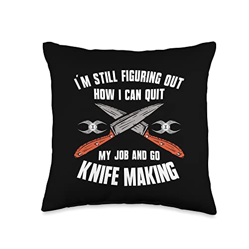 Knife Making Bladesmith Knives Forging Knife Making Bladesmith Knives Knifemaker Forging Throw Pillow, 16x16, Multicolor