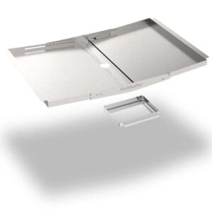 grill grease tray replacement for dyna glo with catch pan- adjustable grease drip pan replacement, bottom grease tray for gas grill models from nexgrill, expert grill, bhg and more (width 24"-30")