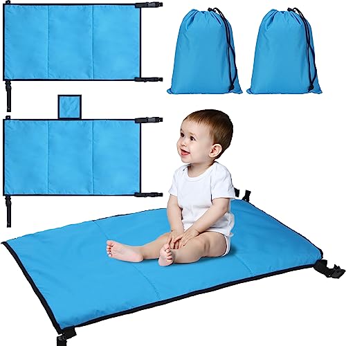 2 Pieces Baby Toddler Airplane Seat Extender Airplane Footrest Portable Kids Toddler Airplane Bed Foot Rest for Airplane Travel Baby Hammock Seat Cushion for Flight Flying Essentials, Black (Blue)