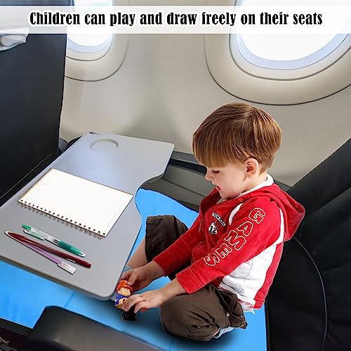 2 Pieces Baby Toddler Airplane Seat Extender Airplane Footrest Portable Kids Toddler Airplane Bed Foot Rest for Airplane Travel Baby Hammock Seat Cushion for Flight Flying Essentials, Black (Blue)