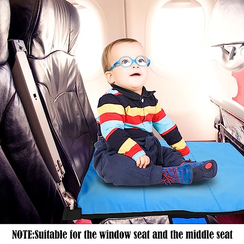 2 Pieces Baby Toddler Airplane Seat Extender Airplane Footrest Portable Kids Toddler Airplane Bed Foot Rest for Airplane Travel Baby Hammock Seat Cushion for Flight Flying Essentials, Black (Blue)