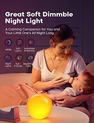 Dekala Baby Night Light for Kids Dimmable Night Lights, Sleep Aid Toddler Night Light for Nursery Boys and Girls, Table Lamp Ambient ARGB Decorate Room for Children (Without APP)