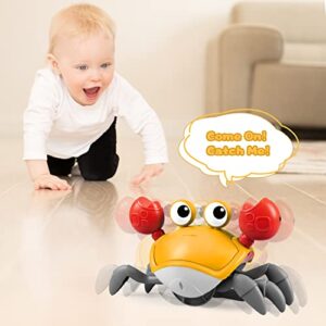 Crawling Crab Baby Toy, Tummy Time Toys, Sensing Interactive Walking Dancing Toy for Crawling Baby Induction Crabs with Music Sounds, Infant Fun Birthday Gifts Entertainment for Toddler Baby Boy Girl