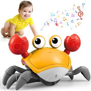 crawling crab baby toy, tummy time toys, sensing interactive walking dancing toy for crawling baby induction crabs with music sounds, infant fun birthday gifts entertainment for toddler baby boy girl