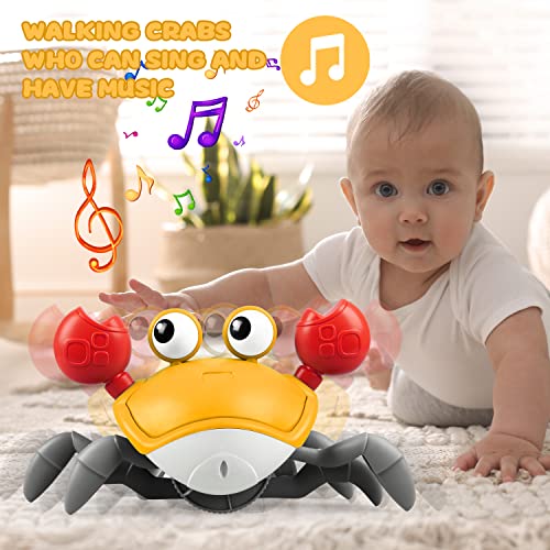 Crawling Crab Baby Toy, Tummy Time Toys, Sensing Interactive Walking Dancing Toy for Crawling Baby Induction Crabs with Music Sounds, Infant Fun Birthday Gifts Entertainment for Toddler Baby Boy Girl