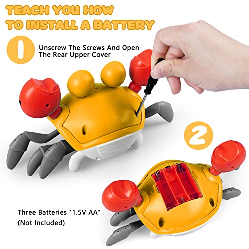 Crawling Crab Baby Toy, Tummy Time Toys, Sensing Interactive Walking Dancing Toy for Crawling Baby Induction Crabs with Music Sounds, Infant Fun Birthday Gifts Entertainment for Toddler Baby Boy Girl