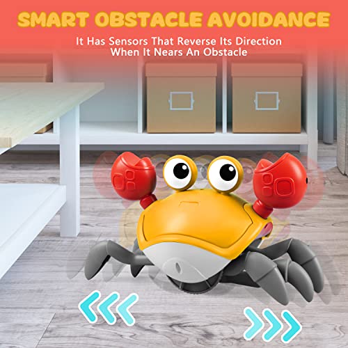 Crawling Crab Baby Toy, Tummy Time Toys, Sensing Interactive Walking Dancing Toy for Crawling Baby Induction Crabs with Music Sounds, Infant Fun Birthday Gifts Entertainment for Toddler Baby Boy Girl