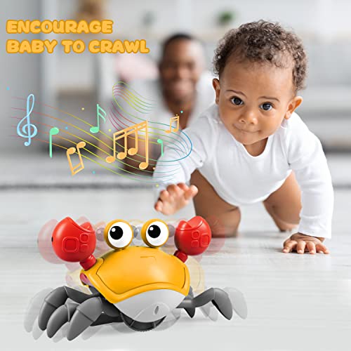 Crawling Crab Baby Toy, Tummy Time Toys, Sensing Interactive Walking Dancing Toy for Crawling Baby Induction Crabs with Music Sounds, Infant Fun Birthday Gifts Entertainment for Toddler Baby Boy Girl