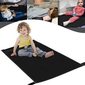 airplane bed for toddler, airplane footrest for kids seat extender, portable toddler travel bed, airplane leg rest for kids to lie down, baby travel essentials for flying sleeping (black)