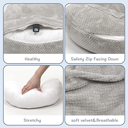 ChildLike Pregnancy Pillows for Sleeping,Maternity Pillow with Detachable Flannel Pillow Cover,Soft Adjustable Maternity Pillow for Pregnant Women,Support for Waist,Abdomen,Back,Hips,Legs(Grey)