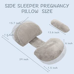 ChildLike Pregnancy Pillows for Sleeping,Maternity Pillow with Detachable Flannel Pillow Cover,Soft Adjustable Maternity Pillow for Pregnant Women,Support for Waist,Abdomen,Back,Hips,Legs(Grey)