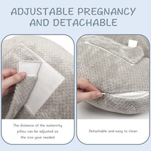 ChildLike Pregnancy Pillows for Sleeping,Maternity Pillow with Detachable Flannel Pillow Cover,Soft Adjustable Maternity Pillow for Pregnant Women,Support for Waist,Abdomen,Back,Hips,Legs(Grey)