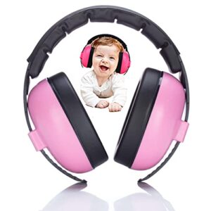 rxsdeni baby noise cancelling headphones, baby ear protection, travel baby essentials, kids noise reduction hearing protection earmuffs for 0-3 years babies(pink)