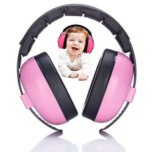 Rxsdeni Baby Noise Cancelling Headphones, Baby Ear Protection, Travel Baby Essentials, Kids Noise Reduction Hearing Protection Earmuffs for 0-3 Years Babies(Pink)