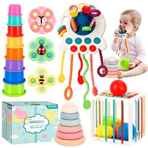 5 in 1 montessori toys for babies 0-3-6-12-18 months and up: infant gifts play set kids sensory learning activity for age 1 year old boy girl 4 7 8 9 birthday box travel bath stacking essentials stuff