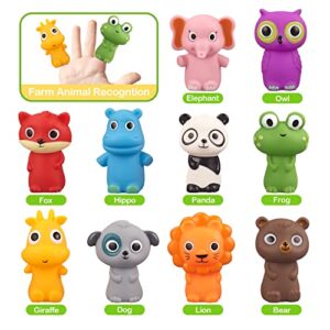 20 Pcs Farm Animals Toys for Toddlers 1-3 3-5 Kids Toys, Toddler Toys Ages 2-4 with Animal Finger Puppets and Barn Counting, Matching, Sorting & Stacking Toys, Birthday Gifts for Boys Girls