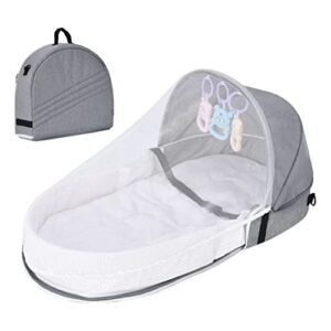 ba net mosquito mrisata baby travel cot with mosquito net and awning portable baby cot changing bag foldable baby cot with mosquito net cuddly nest baby cot (gray)