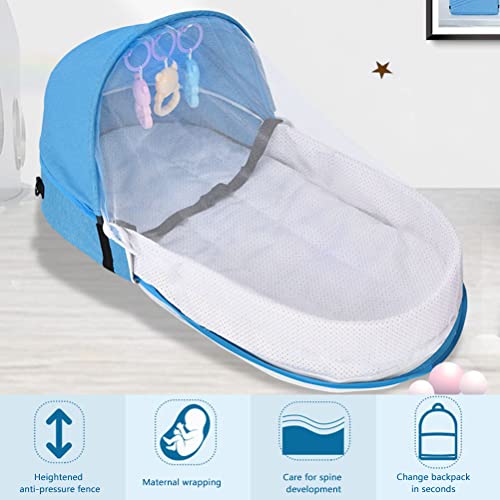 Ba Net Mosquito Mrisata Baby Travel Cot with Mosquito Net and Awning Portable Baby Cot Changing Bag Foldable Baby Cot with Mosquito Net Cuddly Nest Baby Cot (Gray)