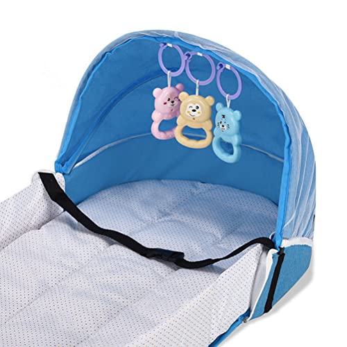 Ba Net Mosquito Mrisata Baby Travel Cot with Mosquito Net and Awning Portable Baby Cot Changing Bag Foldable Baby Cot with Mosquito Net Cuddly Nest Baby Cot (Gray)