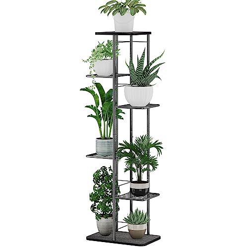 Simple Trending Metal Plant Stand 6-Tier 7 Potted for Indoor Ountdoor, Plant Shelf for Patio Garden Corner Balcony, Black