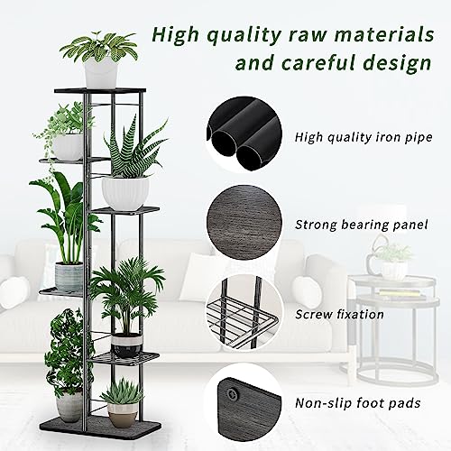 Simple Trending Metal Plant Stand 6-Tier 7 Potted for Indoor Ountdoor, Plant Shelf for Patio Garden Corner Balcony, Black