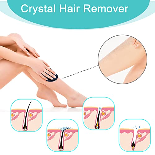 2 Pcs Crystal Hair Eraser for Women and Men Reusable Crystal Hair Remover Portable Magic Painless Exfoliation Hair Removal Tool Washable Magic Hair Eraser for Back Arms Legs(Blue & Black)