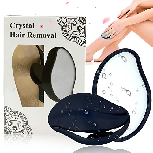 2 Pcs Crystal Hair Eraser for Women and Men Reusable Crystal Hair Remover Portable Magic Painless Exfoliation Hair Removal Tool Washable Magic Hair Eraser for Back Arms Legs(Blue & Black)