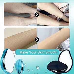 2 Pcs Crystal Hair Eraser for Women and Men Reusable Crystal Hair Remover Portable Magic Painless Exfoliation Hair Removal Tool Washable Magic Hair Eraser for Back Arms Legs(Blue & Black)