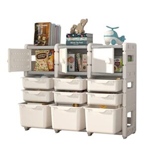 unicoo kids storage shelves, children toy storage organizer, kids bookshelf and toy storage for school, bedroom, playroom or nursery (3 * 4)