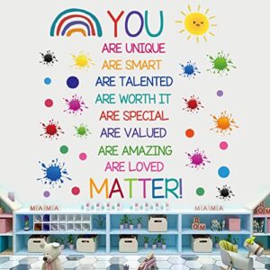 colorful inspirational quote wall decals motivational phrase wall decor sticker watercolor paint splatter wall decals handprint positive saying wall stickers for kids room decor playroom school nursery