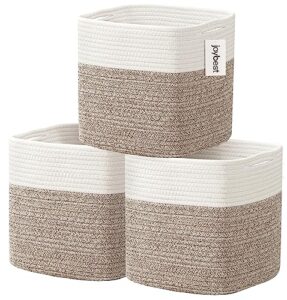 joybest cotton rope baskets, woven baskets for organizing, cube storage bins for shelf, decorative storage baskets for living room baby room 11x11x11 inches (natural)