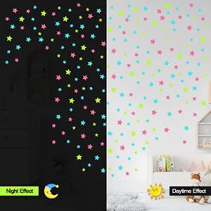 Glow in The Dark Stars, 200 Count 3D Glowing Stars Stickers for Kids Bedroom, Luminous Stars Create a Realistic Starry Sky,Room Decor,Nursery Wall Decorations (Mixed Colors)