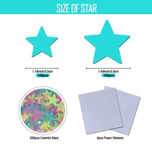 Glow in The Dark Stars, 200 Count 3D Glowing Stars Stickers for Kids Bedroom, Luminous Stars Create a Realistic Starry Sky,Room Decor,Nursery Wall Decorations (Mixed Colors)