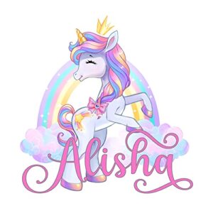 Unicorn Wall Decal - Custom Name Wall Decals - Magic Rainbow Wall Art Sticker - Nursery Wall Decor - Personalized Mural Kids Girls Bedroom